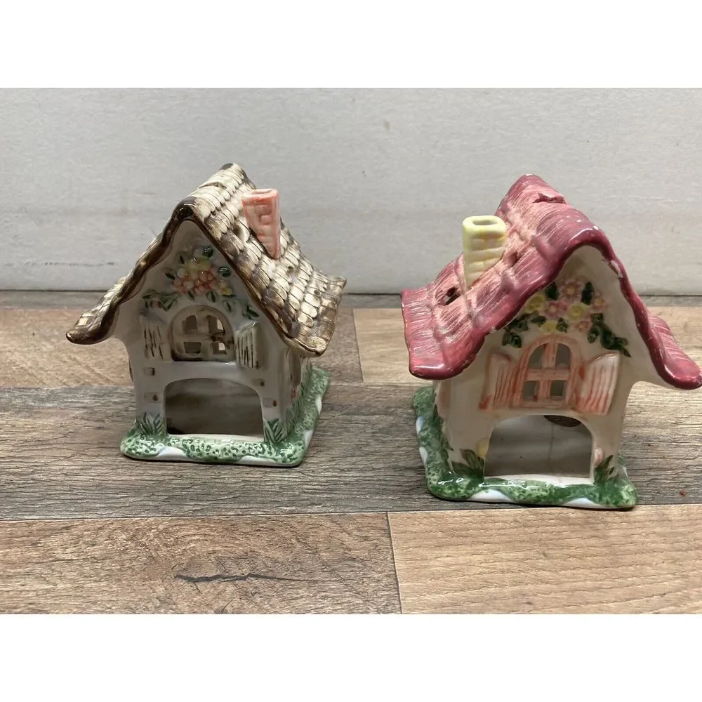 Cottage‎ House Tealight Candleholders Set of 2 International Silver Co 4.5